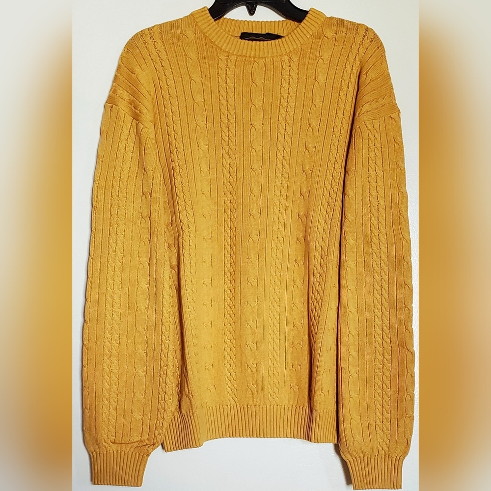 EILDON HILLS Men's Cable Knit Mustard Sweater